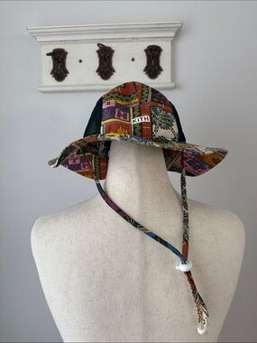Kith Kids Patchwork Multicolor Bucket Hat with Chin Strap Bandana